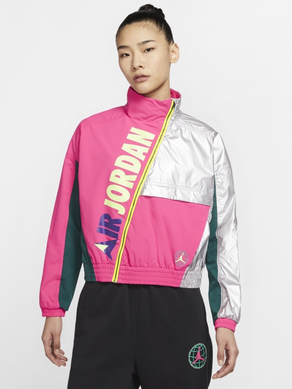 Nike Air Jordan women’s Pink Silver & Teal Colorblock Jacket size medium